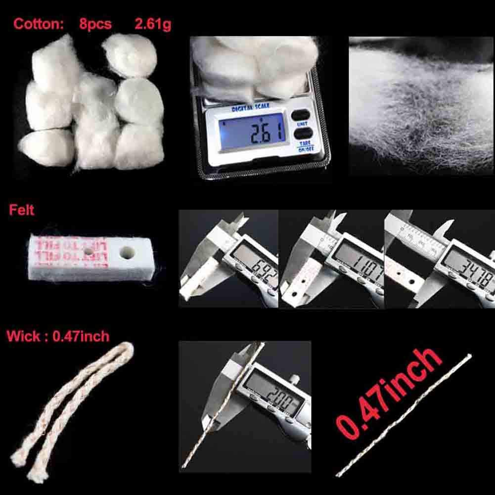 Lighter Cotton Wadding and Felt and Wick for Your Oil Lighter (2pcs Cotton)