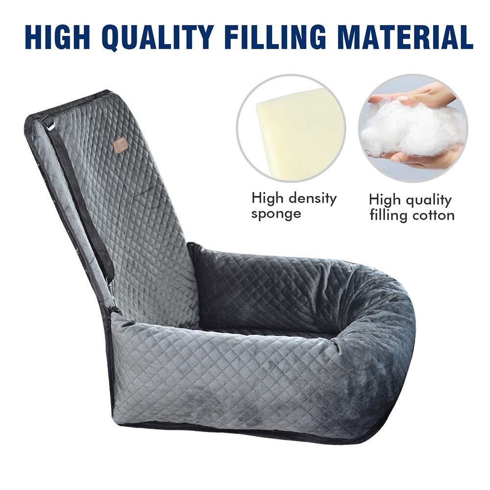 Dog Car Seat Pet Booster Seat Pet Travel Safety Car Seat,The Dog seat Made is Safe and Comfortable,and can be Disassembled for Easy Cleaning (Gray)