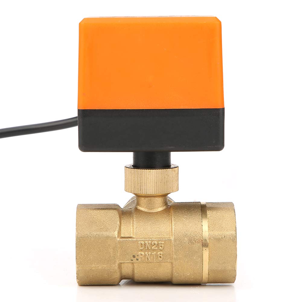 DN25 3 Way 3 Wires Motorized Ball Valve G1 Brass Built-in Actuator Electrical Ball Valve for Air Conditioner DC 24V