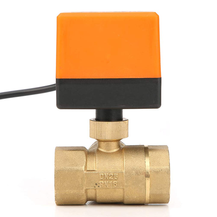 DN25 3 Way 3 Wires Motorized Ball Valve G1 Brass Built-in Actuator Electrical Ball Valve for Air Conditioner DC 24V