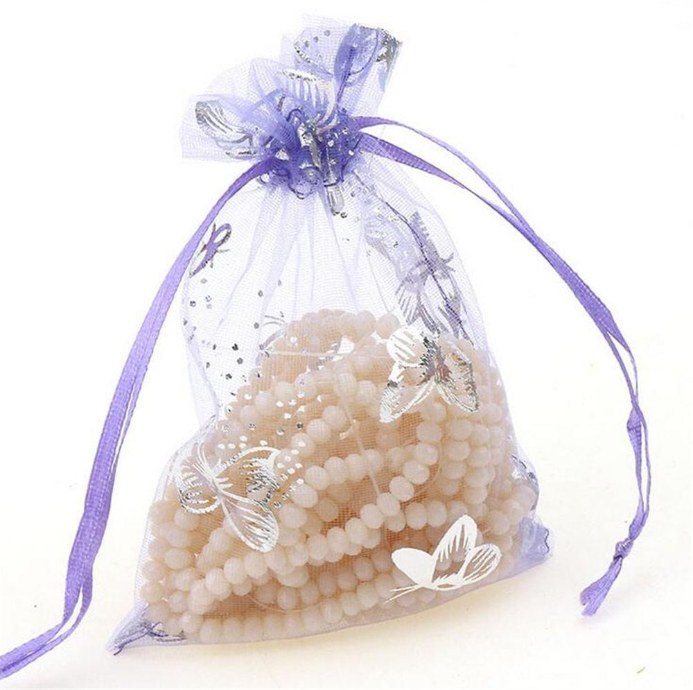 100pcs Organza Wedding Party Gift Bags Butterfly Drawst
