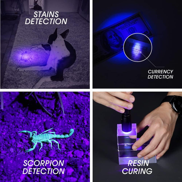 405nm uv Light UV Led Blacklight Flashlights Detector Ultraviolet Pocket-Size LED Torch for Pets Urine and Stains Find Stains on Carpet, Rugs 3D Printed Resin C2UV (405nm UV)