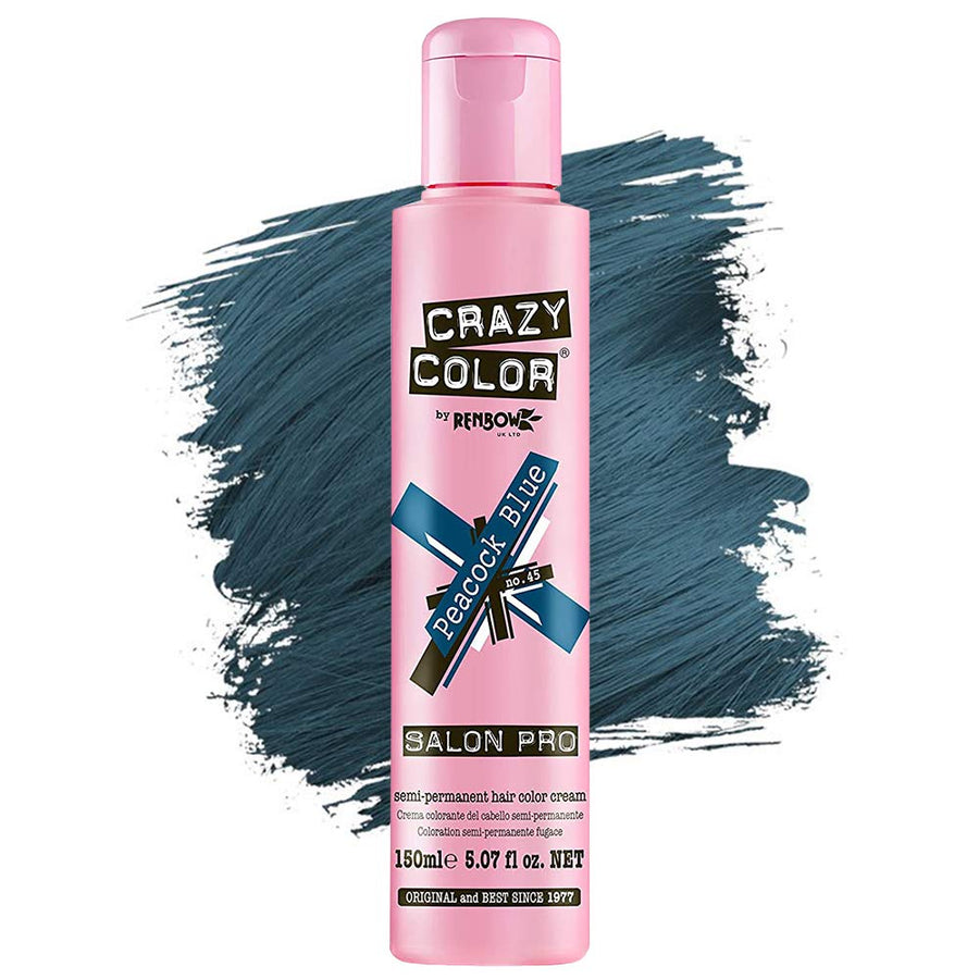 Hair Dye - Vegan and Cruelty-Free Semi Permanent Hair Color - Temporary Dye for Pre-lightened or Blonde Hair - No Peroxide or Developer Required (PEACOCK BLUE)