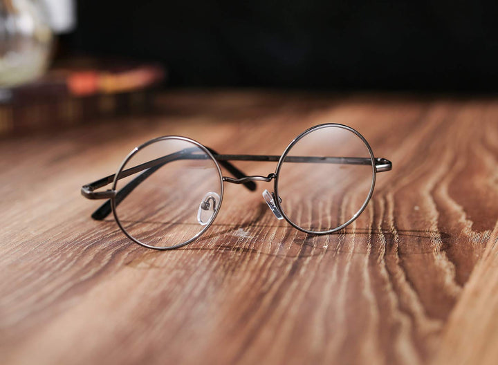 Vintage Round Clear Glasses Small Metal Frame Non Prescription Lens Eyeglasses (Gunmetal)