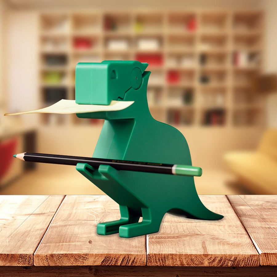 Dinosaur Memo Holder Desktop Clip For Note Pen Holder Multi-Functional Clip For Note Animal Note Clip With 2 Pack Memo (Dinosaur Green)