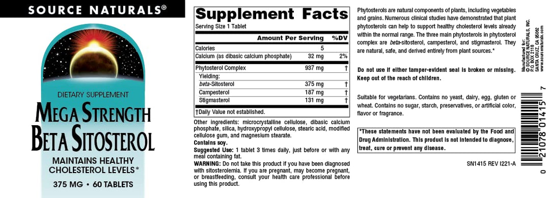Source Naturals Mega Strength Beta Sitosterol 375mg - 6
