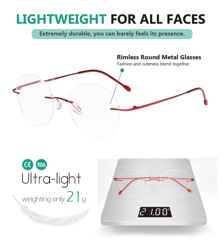 Eyekepper Frameless Reading Glasses Women - Round Rimle