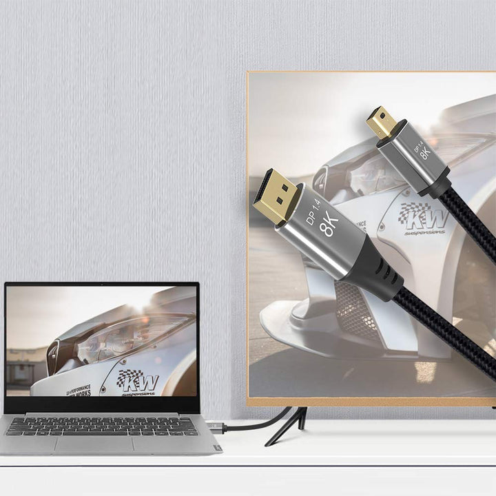 2M 6.6FT Mini DP to DisplayPort 8K Cable 8K(7680x4320)@60Hz 4K@144Hz DisplayPort 1.4 Bi-Directional Transmission DisplayPort to Mini DisplayPort 8K Cable