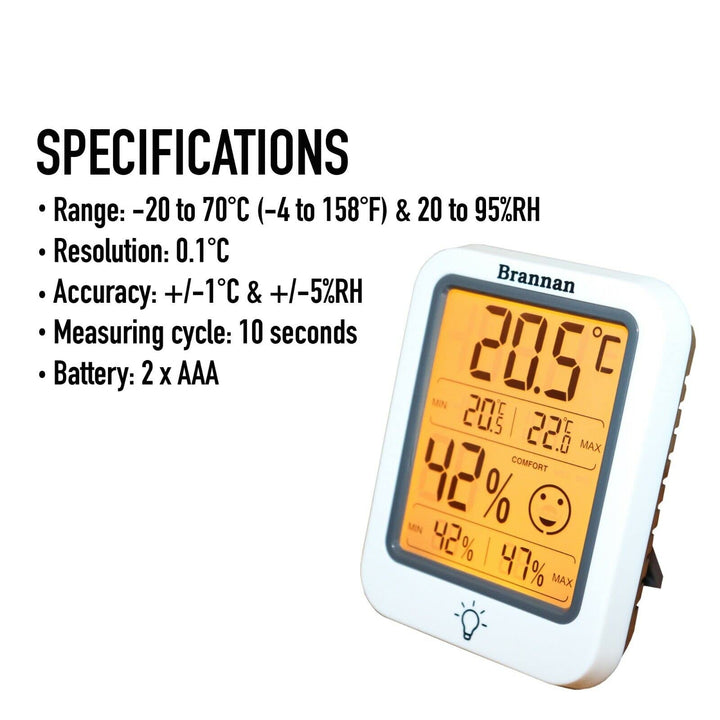 Digital Room Thermometer Indoor Humidity Meter Hygrometer Accurate Room Temperature Thermometer Max Min Recording Backlight LCD Display Monitor Home