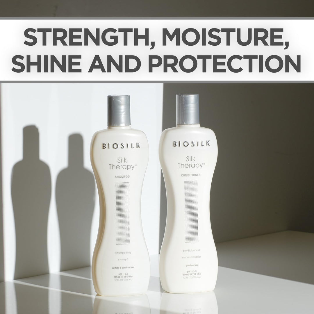 Silk Therapy Duo Set Shampoo &amp; Conditioner, Gentle Cleansing Haircare For Amazing Shine, Sulfate, Paraben, &amp; Cruelty-Free, 12 Oz (Pack of 2)