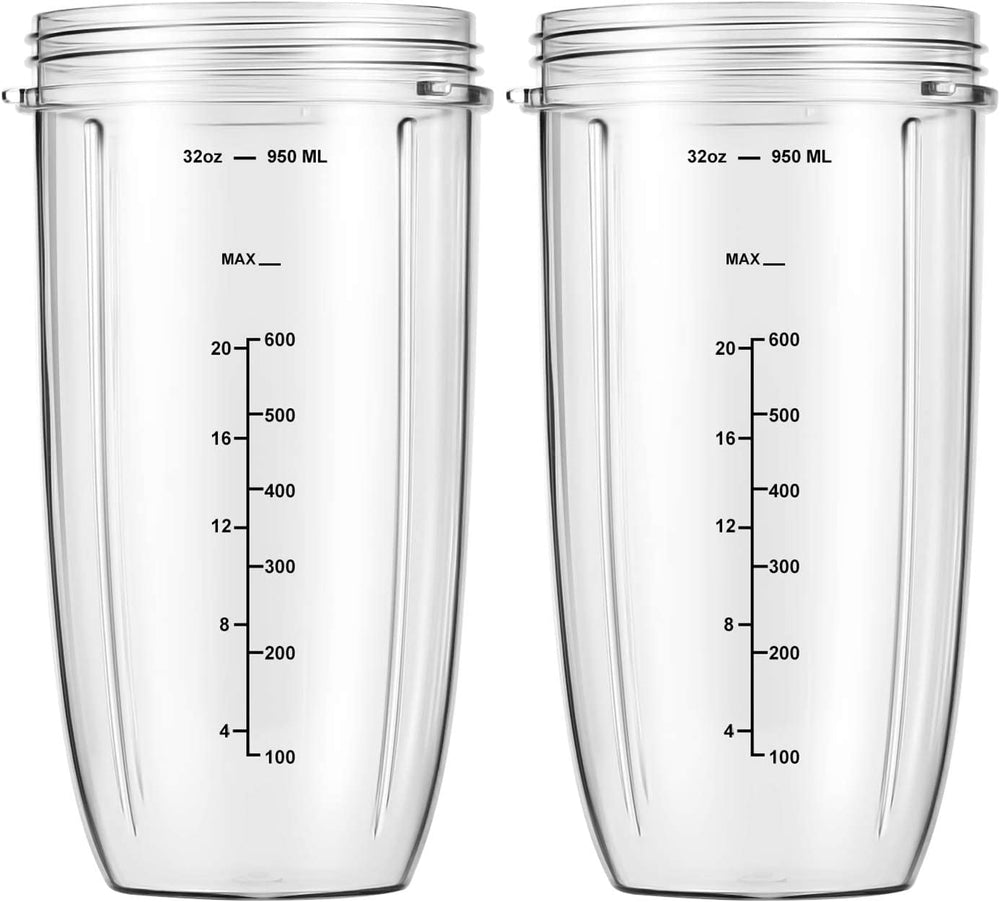 Replacement Parts 32oz Blender Cups (2 Packs) Replacement Blender Cups Compatible with NutriBullet 600w and 900w Blender