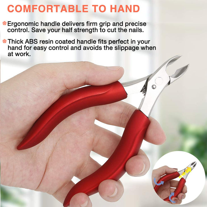 Toenail Clippers for Thick or Ingrown Nails / Cuticle Nippers - Heavy Duty Medical Grade Stainless Steel Nail Trimmer - Olecranon Short