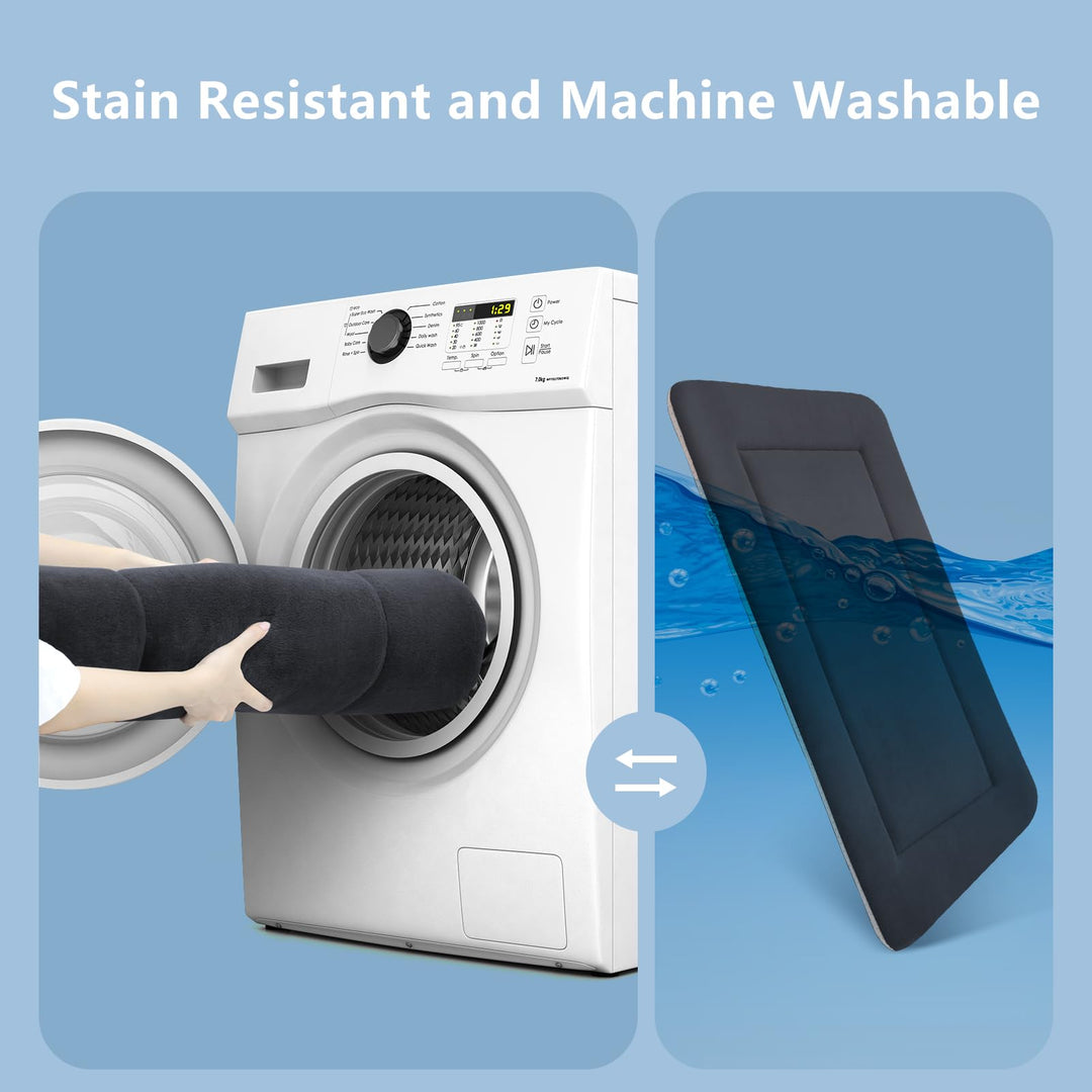 Large Dog Bed Soft Dog Crate Pad Dog Mat, 42 Inches Machine Washable Pet Bed Kennel Pad with Non-Slip Bottom, Dark Gray