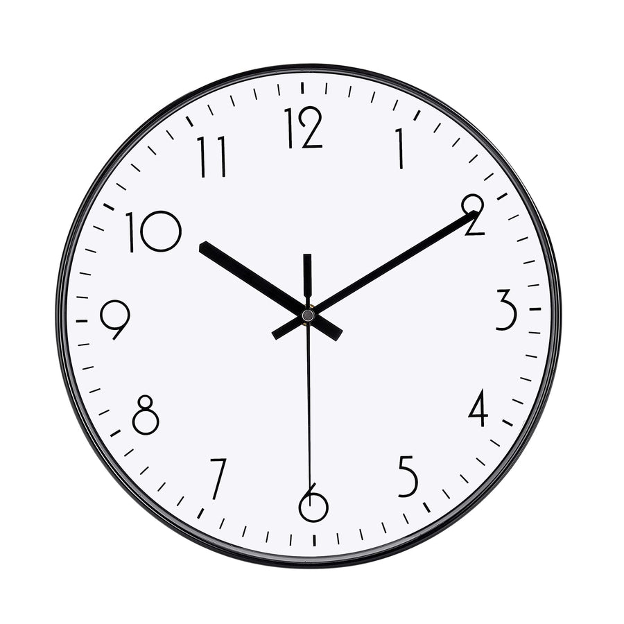 12'' Modern Wall Clock Silent Non-Ticking Quality Quartz Movement Powered by Battery, Easy to Watch, Ldeal for Decorating Bedroom, Kitchen, School, Office