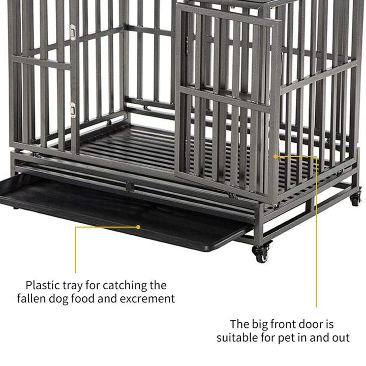 38 Inch Heavy Duty Dog Cage Metal Kennel and Crate for Large Dogs,Easy to Assemble Pet Playpen with Four Wheels,Black … …
