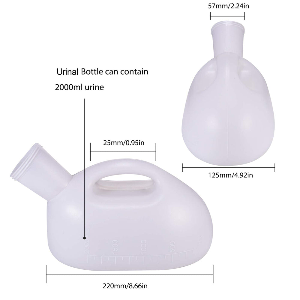 Men Reusable Pee Jug Male Urine Bottle 47.2 Long Tube with Lid Portable Thicken Men's Potty 2000ml for Hospital Camping Car Travel Toilet Universal Urinals