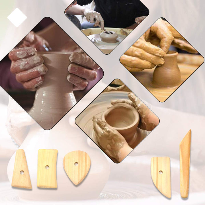 Clay Modeling Tool Set,Potters Rib,15pcs Wooden Clay Modeling Tool Set with Potters Rib Tool Pottery Clay Sculpting Tools Kit for Ceramics Carving Modeling