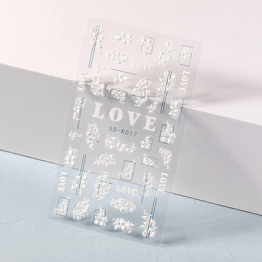 Self-Adhesive Nail Art Stickers - 5D Stereoscopic Embossed Nail Decals Nail Decorations Creative DIY Nail Sticker Include Flower Nail Decor Stickers,Butterfly Nail Stickers,Etc.3 Sheets