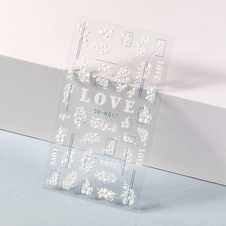 Self-Adhesive Nail Art Stickers - 5D Stereoscopic Embossed Nail Decals Nail Decorations Creative DIY Nail Sticker Include Flower Nail Decor Stickers,Butterfly Nail Stickers,Etc.3 Sheets
