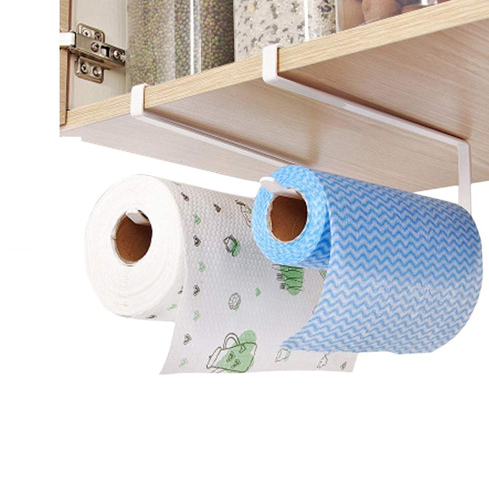 2PC Paper Towel Holder Under Cabinet, Hanging White Pap