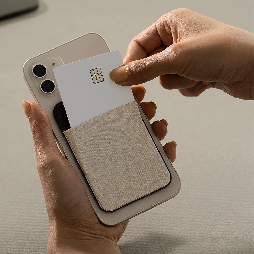 Basic Cell Phone Wallet Stick on, Phone Card Holder for Back of Phone for MagSafe Wallet Compatible with iPhone 14 & 13 12 Series. M-Basic Navy