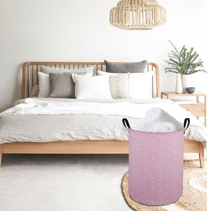 ACMUUNI 19.7 Round Kids Laundry Clothes Hamper Laundry Basket with Handles,Baby Toys Storage Organizer Bins Laundry Gift Basket for Boys and Girls Room, Bedroom Decorate(Pink Geometry)
