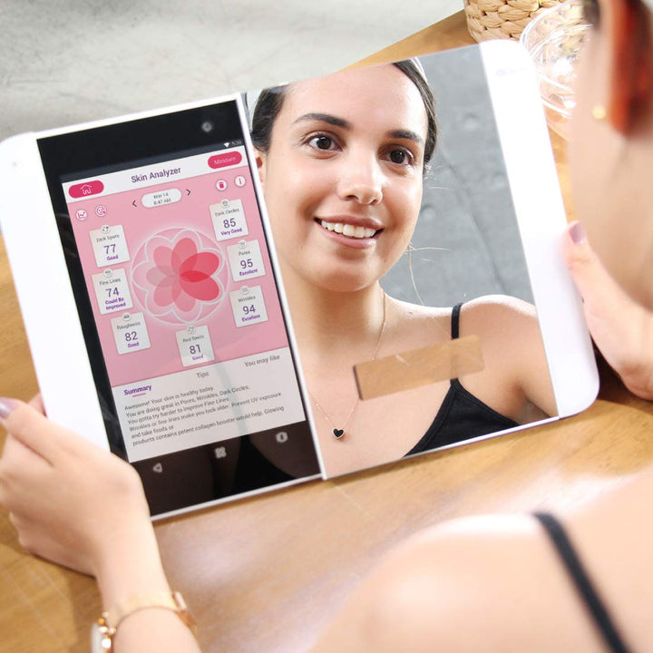 Himirror Slide: Smart Makeup Mirror With Skin Detector, Smart Beauty Mirror With Led Lights, Vanity Mirror With Foldable Stand, 1 count