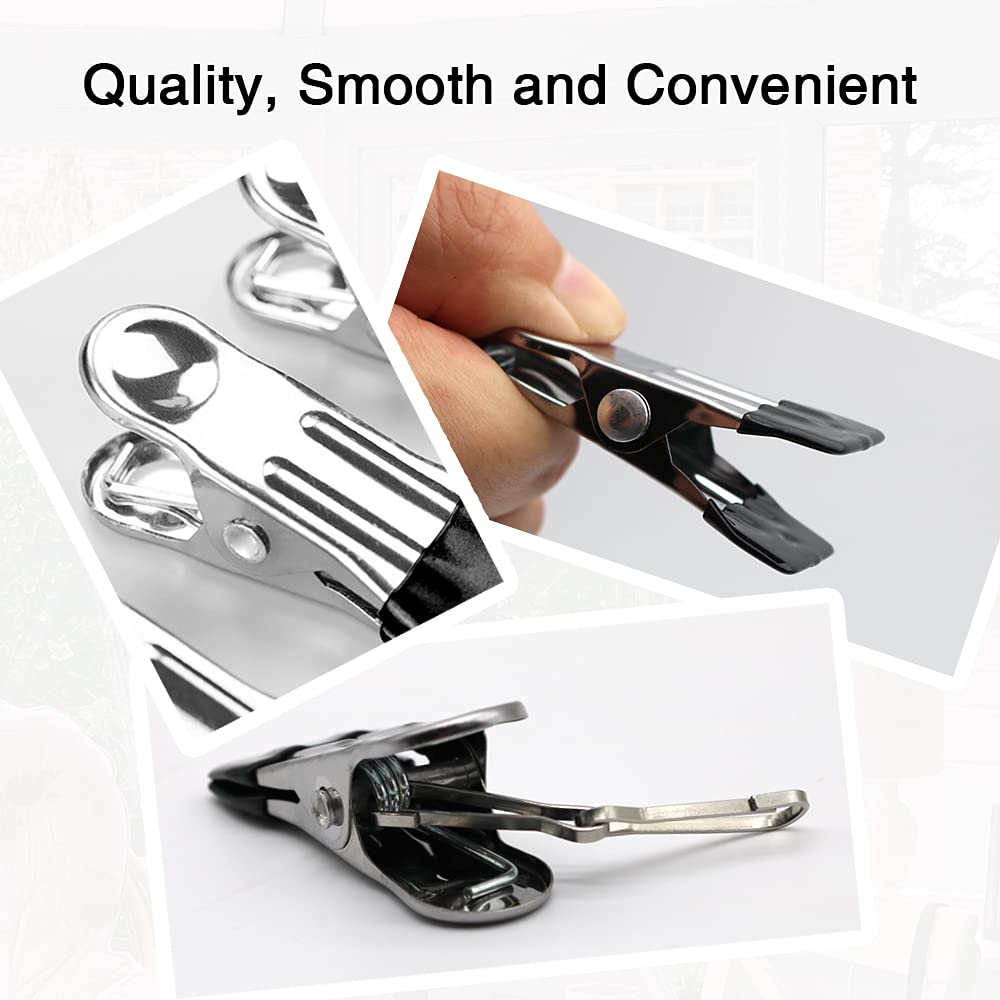 10 Pack Clothes Pins for Laundry Clips, Heavy Duty Multipurpose Stainless Steel Clothespins, Clips Drying Pegs Clamps for Clothesline Outdoor Kitchen Food Bag