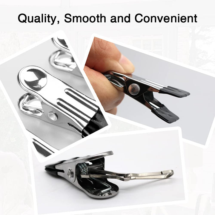 10 Pack Clothes Pins for Laundry Clips, Heavy Duty Multipurpose Stainless Steel Clothespins, Clips Drying Pegs Clamps for Clothesline Outdoor Kitchen Food Bag