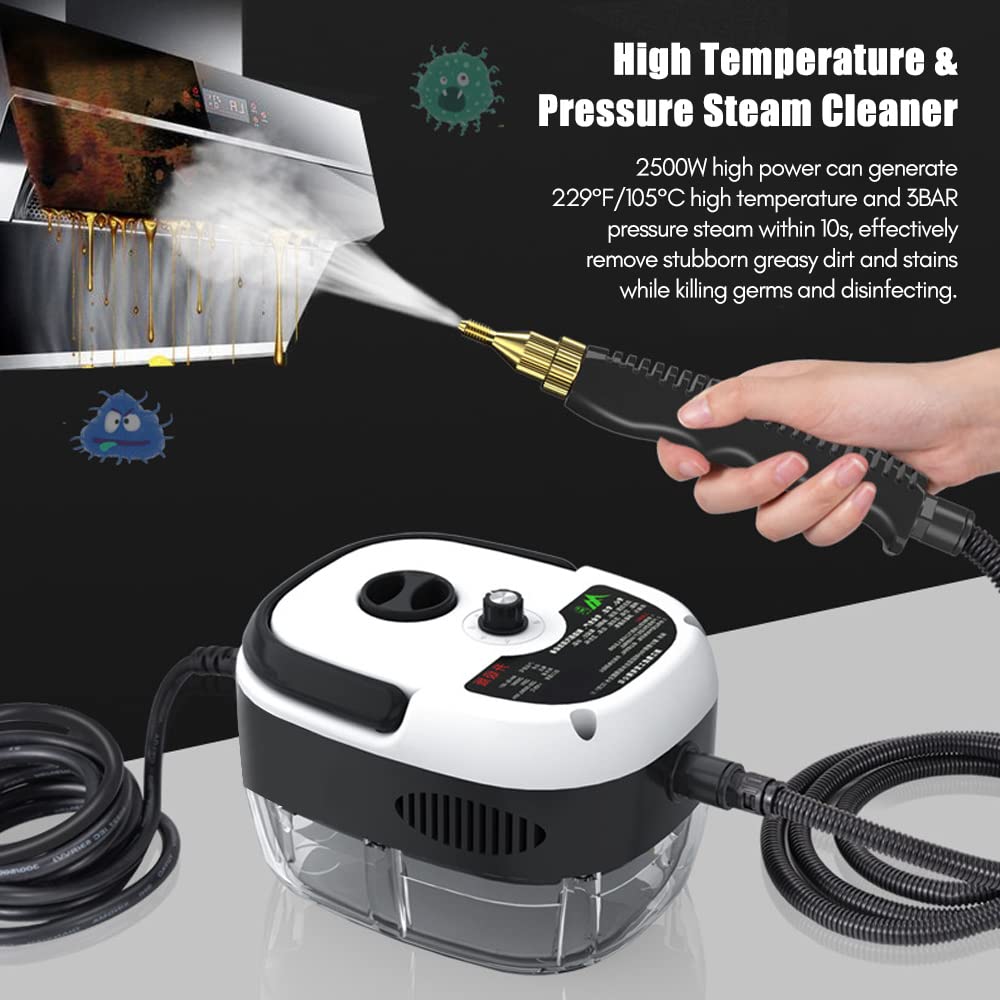 Steam Cleaner,2500W High Temperature Pressurized Steam Cleaner,Portable Steam Cleaning Machine,10S Fast Heating,with 3 Brush Heads