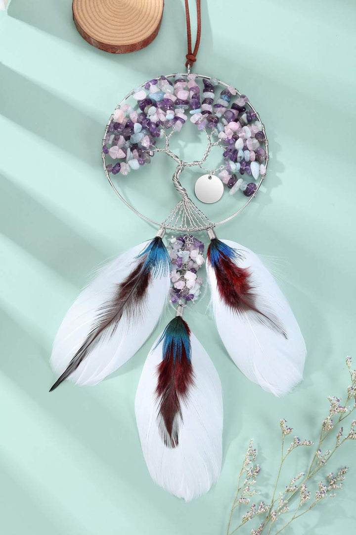 PESOENTH Chakra Tree of Life Dream Catcher Wall Hanging Decoration Dreamcatchers Chakra Stone Crystals Wall Car Decor Home Yoga Window Hanging Accessories Ornament Gift
