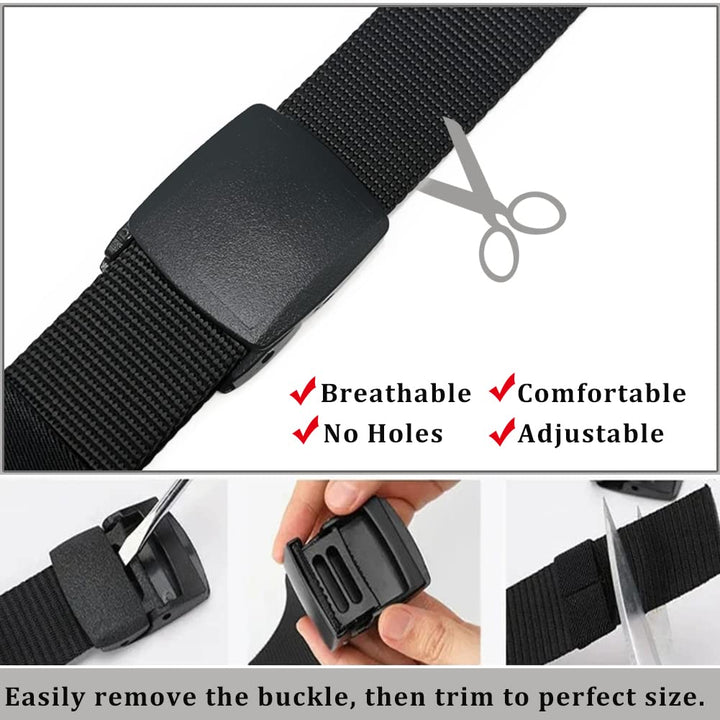 Mens Black Nylon Web Belt Outdoor Work Lightweight Plastic Buckle Belt,Black Ab,Waist: 28-42
