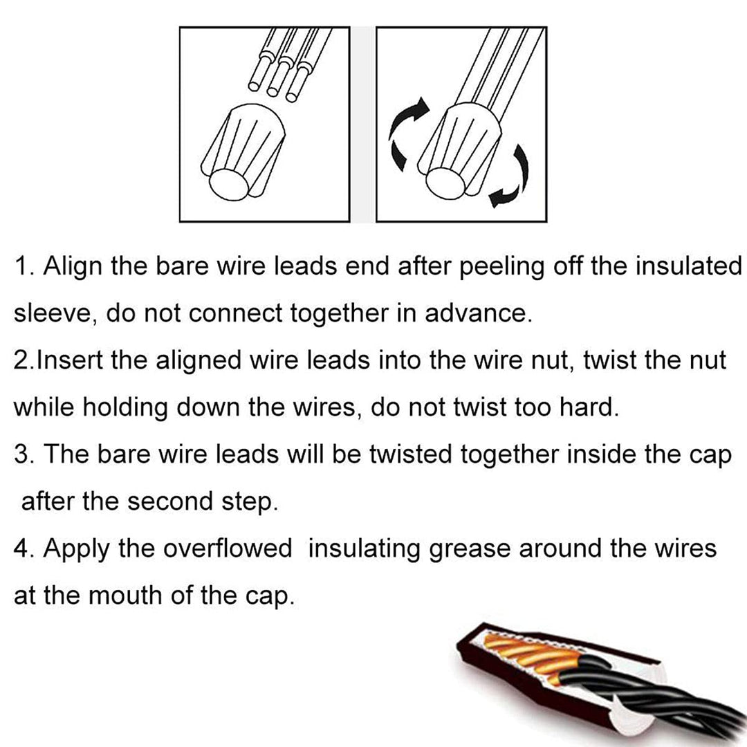30pcs Waterproof Wire Connectors Nylon Grease Cap Outdoor Electrical Nuts Caps 11mm x 21.5mm, Black