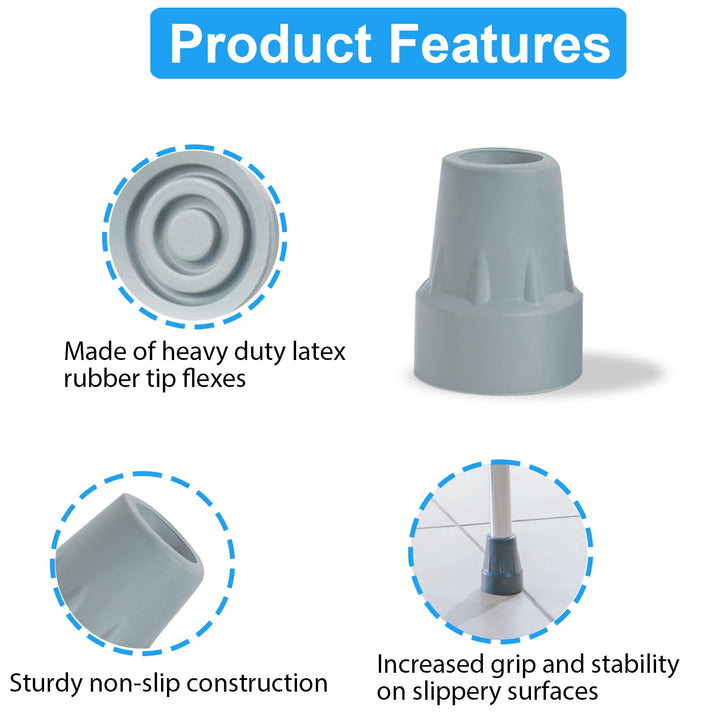 Crutch Tips, 2 Pack 7/8 inch Heavy Duty Rubber Crutch T