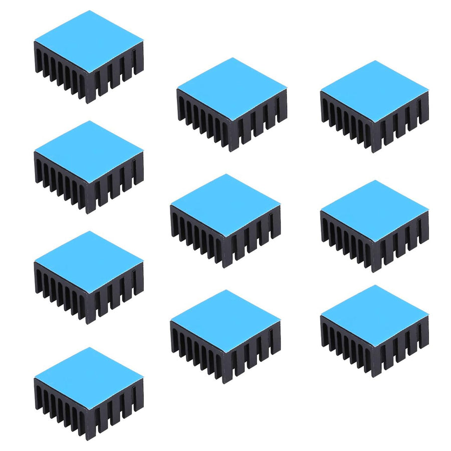10PCS 20mm Heatsink Kit 20x20x10mm/ 0.79x0.79x0.39inch with Thermal Conductive Adhesive Tape, Cooler Heat Sink for Cooling GPU IC Chips VRAM VGA RAM (20mmx20mmx10mm)