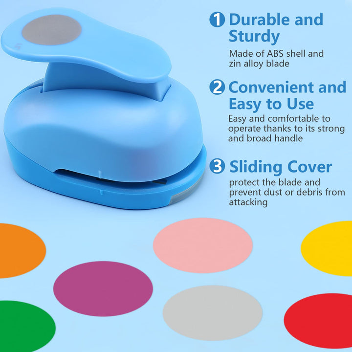 5 PCS Circle Punch Set, Circle Shape Lever Action Craft Punch, 5 Different Size Circle Hole Punch for Paper Crafts, Cardstock, Gift Wrapping, Greeting Cards and Scrapbooks