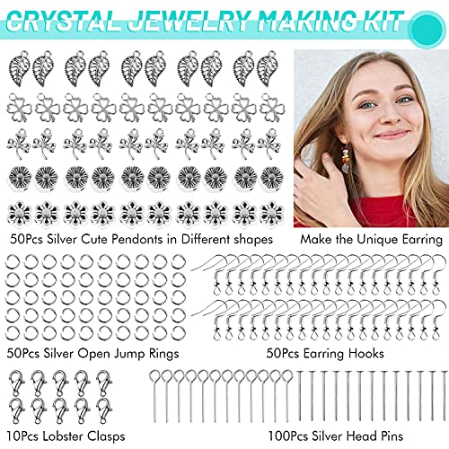 Jewelry Making Kits for Adults Women with 28 Colors Crystal Beads, 1660Pcs Crystal Bead Ring Maker Kit with Jewelry Making Supplies