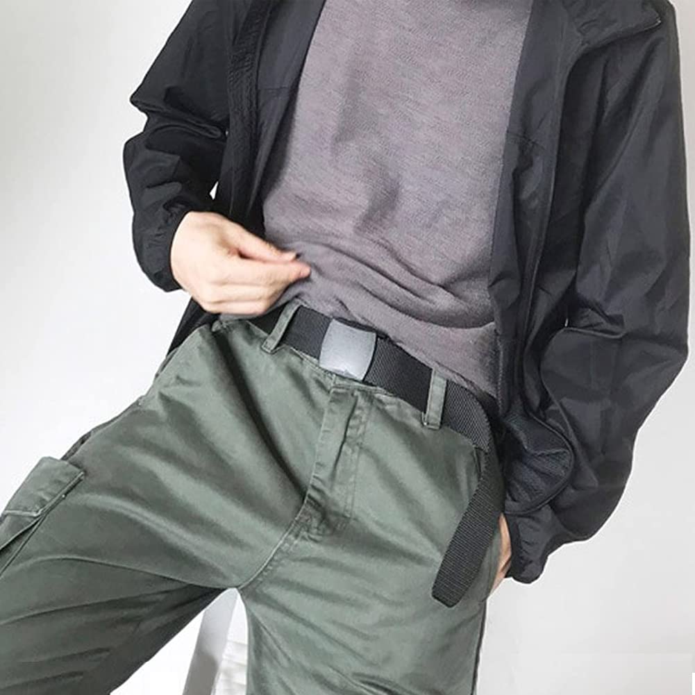 Mens Black Nylon Web Belt Outdoor Work Lightweight Plastic Buckle Belt,Black Ab,Waist: 28-42