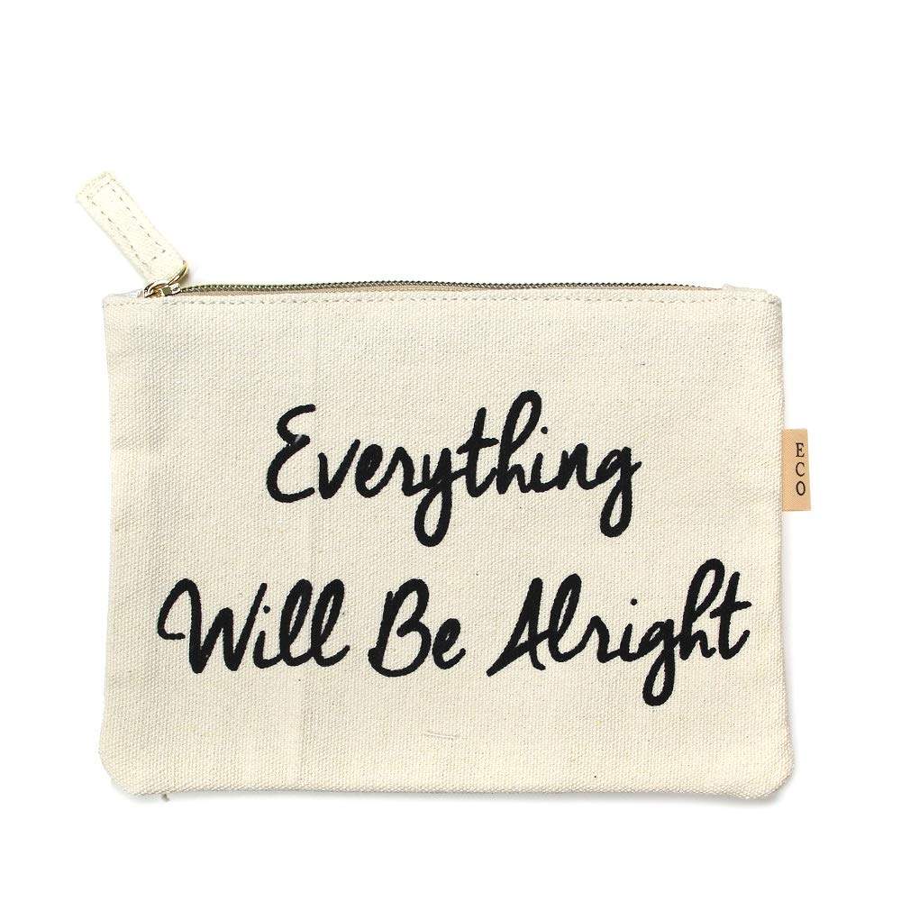 Eco Zipper Pouch Stylish Printed, Traveler Organizer, Cosmetic Small Makeup, Students BTS Organization Bag (Everything Will Be Alright)