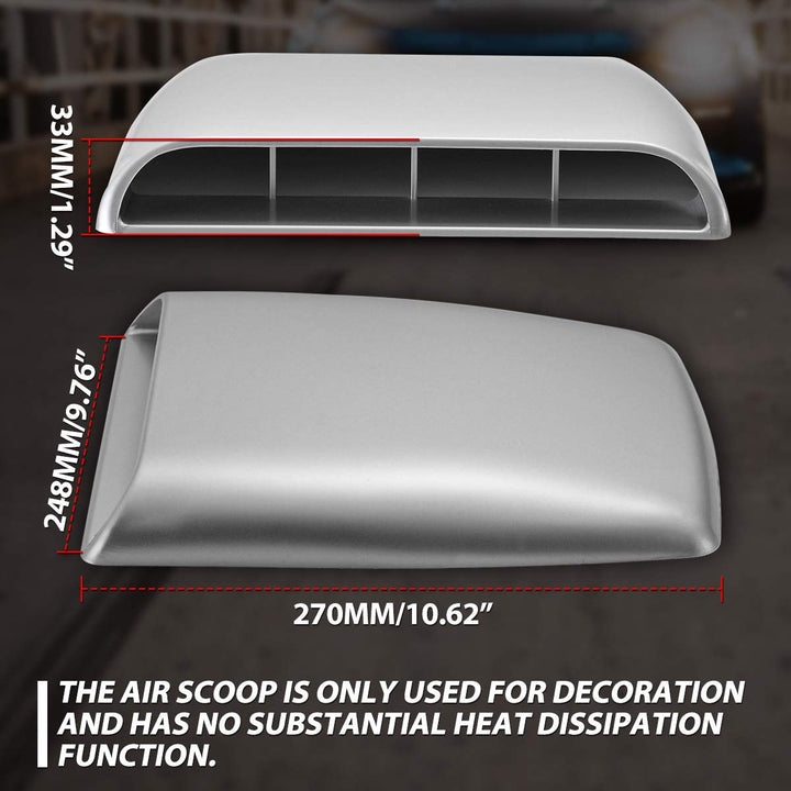 KaTur Universal Car Decorative Air Flow Intake Hood Scoop Vent Turbo Bonnet Cover Gray
