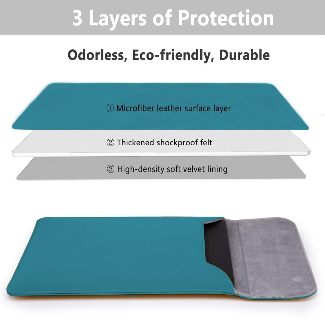 15-16 Inch Laptop Sleeve Compatible with MacBook Pro 16 M3/M2/M1 Pro/Max A2991 A2780 A2485 A2141 2024-2019, MacBook Pro 15 2012-2015, XPS 15, Faux Suede Leather Case with Small Bag, Deep Teal