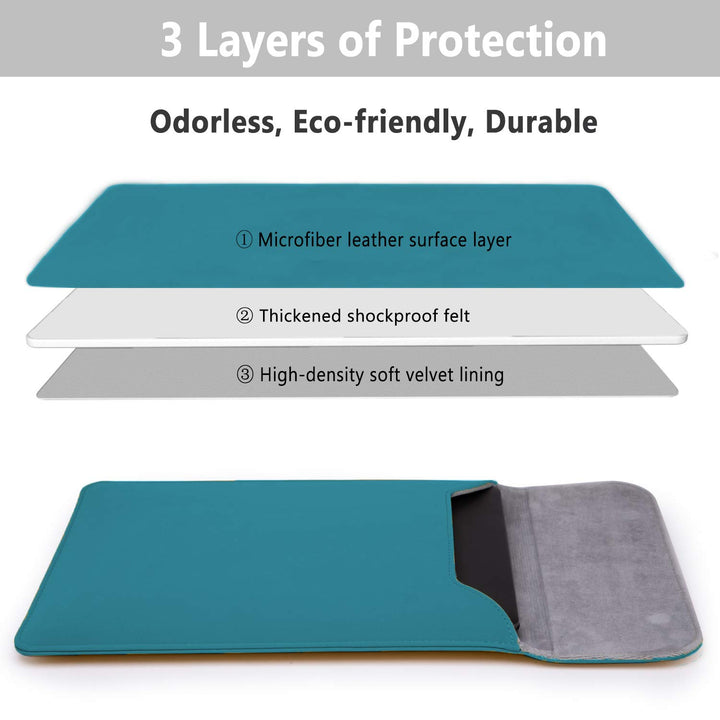 15-16 Inch Laptop Sleeve Compatible with MacBook Pro 16 M3/M2/M1 Pro/Max A2991 A2780 A2485 A2141 2024-2019, MacBook Pro 15 2012-2015, XPS 15, Faux Suede Leather Case with Small Bag, Deep Teal