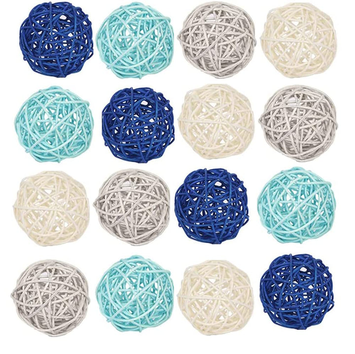 20PCS Large Blue Wicker Rattan Balls, 2.8 Inches, Vase Fillers for Table Centerpieces, Weddings, Parties, Aromatherapy Accessories