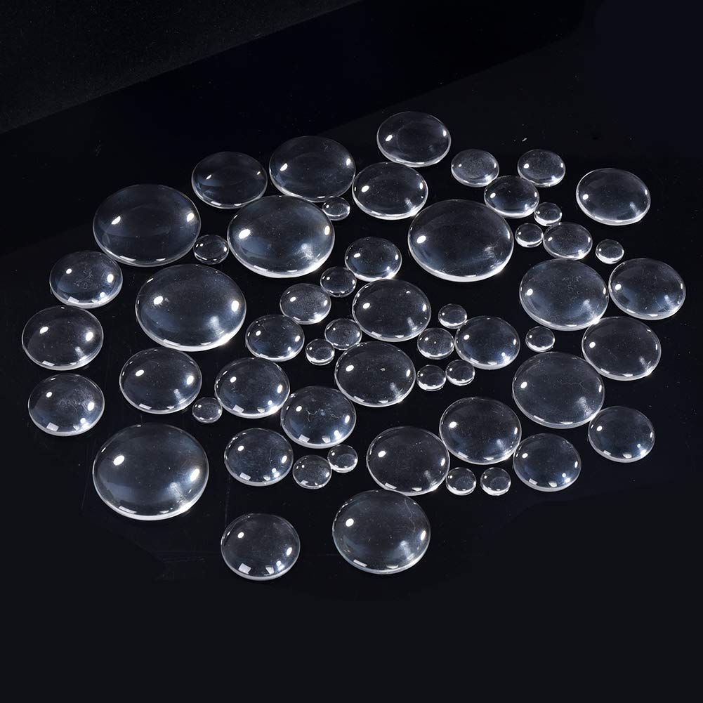100 Pieces Clear Glass Cabochons Round Transparent Cabochons Tiles for DIY Craft Jewelry Making, Non-calibrated Dome Cabochon for Photo Pendants Necklaces
