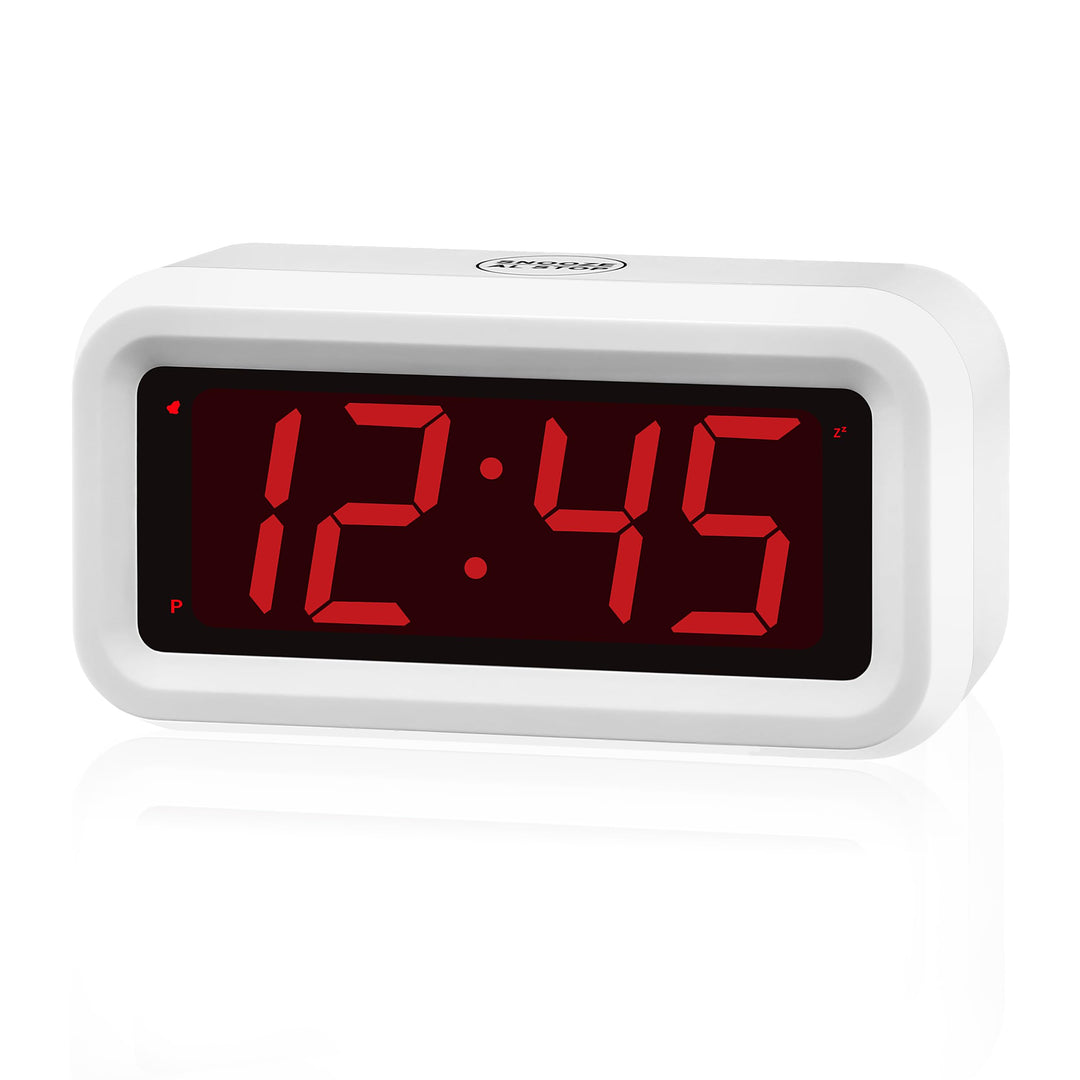 Alarm Clock, Digital Clock, Auto Night-Mode, 3-Level Led Brightness, Battery Powered, 12/24Hr, 1.2&#39;&#39; Red Digits Display, Simple Alarm Clock for Kids Adults Girls Boys, Easy to Set, Easy to Read