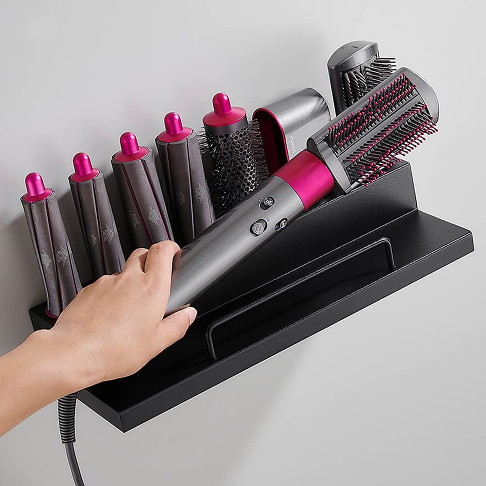 Storage Holder for Dyson Airwrap Curling Iron Accessories Wall Mounted Rack Bracket Stand with Adhesive for Home Bathroom Organizer Black