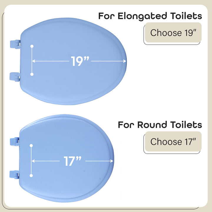 Soft Standard Vinyl Toilet Seat, Light Blue - 17 Inch Soft Vinyl Cover with Comfort Foam Cushioning - Fits All Standard Size Fixtures - Easy to Install Fantasia by Achim Home Decor
