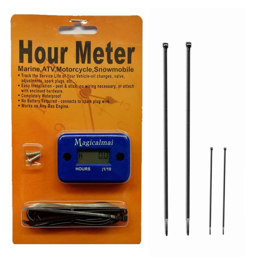 Inductive Hour Meter for Gas Engine Generator Lawn Mower Pressure Washer Marine ATV Boat Outboard Motor Dirt Bike Motorcycle Waterproof Hr Meters - Blue