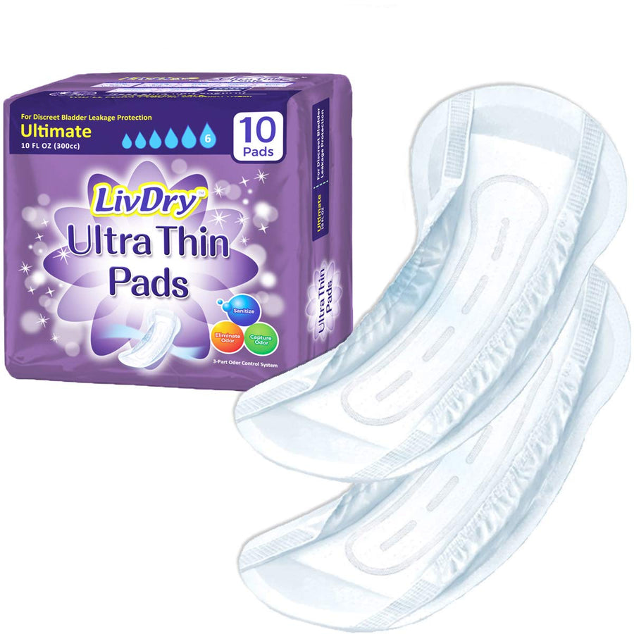 LivDry Incontinence Ultra Thin Pads for Women | Leak Pr