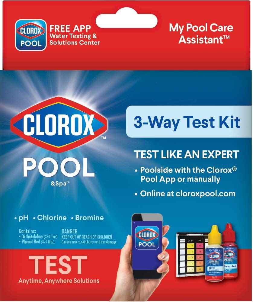 Clorox® Pool&Spa™ Swimming Pool 3-Way Water Test Kit, Accurately Measures Bromine, Chlorine and pH Levels (Pack of 1)